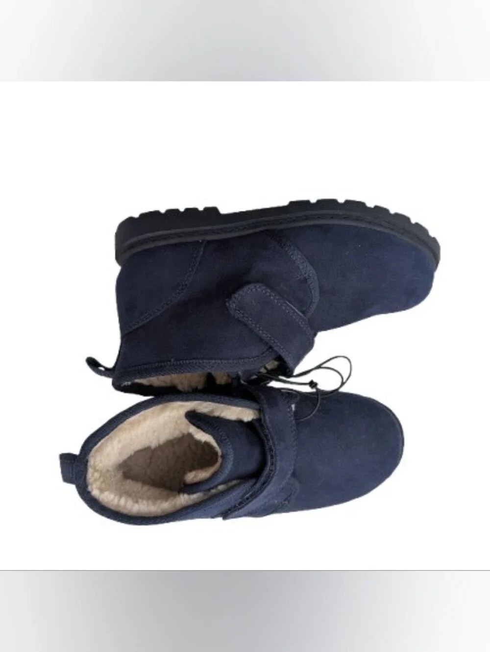 Navy blue suede Sherpa cozy winter boots with shearling lining 11